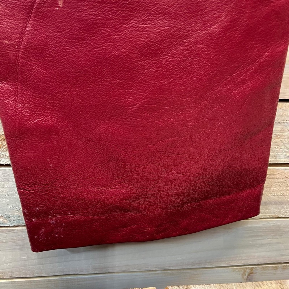 Vintage Red Leather Pants Straight Leg High Rise Minimalist 90s Size 8 - Picture 9 of 10